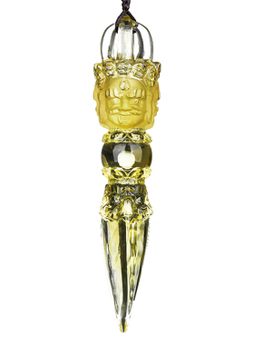 妙韵天然黄水晶金刚降魔杵吊坠