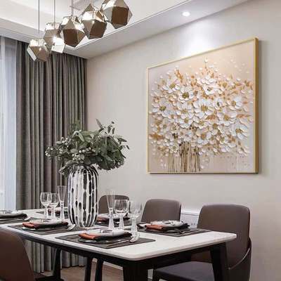 大芬村油画餐厅装饰画现代简约客厅挂画法式肌理画壁画轻奢高级感