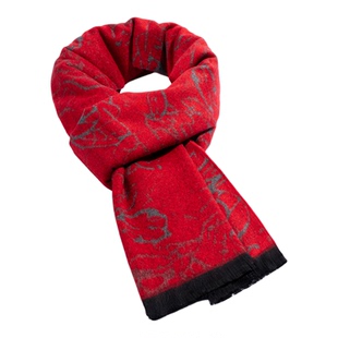 2025新款中老年人红色羊毛围巾女秋冬季妈妈围巾加厚奶奶围脖老人