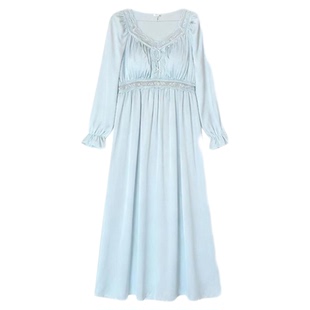 19姆米重磅真丝长袖睡裙女法式宫廷风高级感家居服送朋友生日礼物