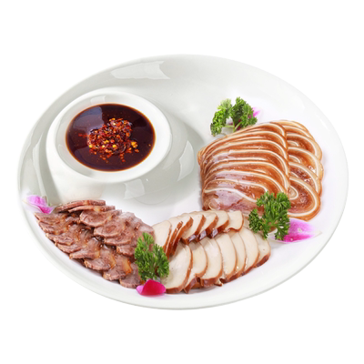 纯白饺子盘带醋碟陶瓷盘子蘸料盘装虾盘刺身子母盘白切鸡盘炒菜盘