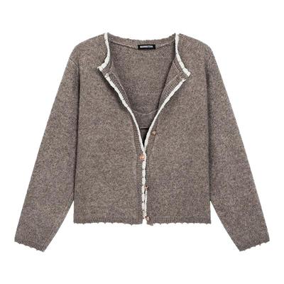 i.tGROUNDZERO韩系两件套装咖啡色圆领开衫毛衣针织衫长袖女上衣