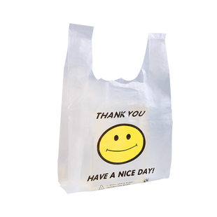 加厚所料带 商店手提袋 大容量笑脸马甲马夹袋背心塑料袋店名包邮