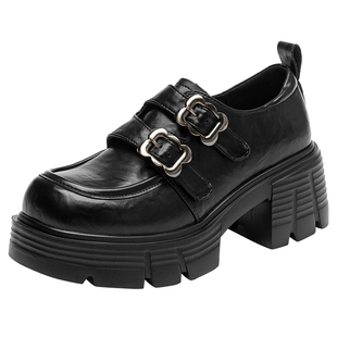 日泰增高7CM女鞋厚底乐福鞋百搭英伦简约风JK鞋小个子显高女单鞋