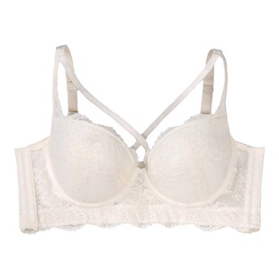 MsKKay调整型内衣女防下垂收副乳性感交叉肩带文胸白色|绝代艳后