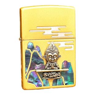 打火机zippo正版黄铜镀金贝壳贴章意中人一生所爱男士情人节礼物