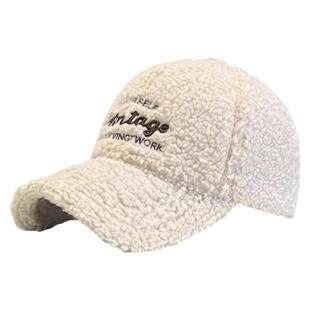 羊羔绒男女同款鸭舌帽子女秋冬季休闲百搭潮牌保暖网红情侣棒球帽