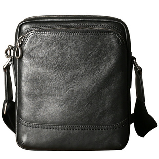 古造真皮男士单肩包头层牛皮小背包休闲斜挎包潮流竖款商务公文包