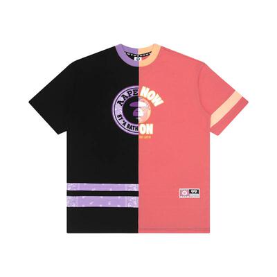 aape女装刺绣印花拼接短袖t恤