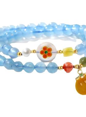 天然海蓝宝双层手链南瓜