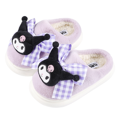 库洛米女童棉拖鞋冬季室内可爱公主儿童毛拖鞋家居中大童女孩拖鞋