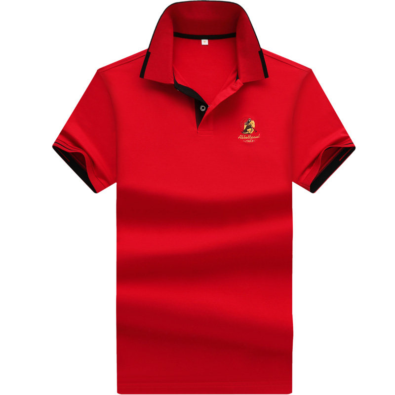 正品保罗POLO衫红色短袖t恤男新款翻领男士衣服休闲大码半截短袖t
