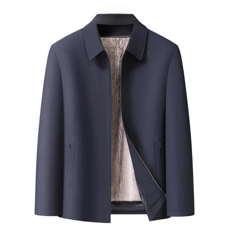 商务休闲翻领夹克棉服男大码