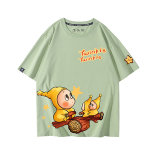 123星星人系列卡通周边T恤2026新款男女儿童休闲宽松上衣服短袖