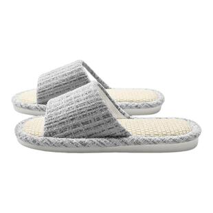 红豆日式简约亚麻拖鞋男款室内家居吸汗防臭防滑家用棉麻布拖鞋女