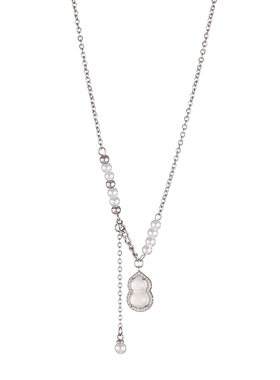 钛钢锆石树脂葫芦双层项链