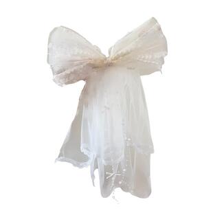 白色蝴蝶结头纱法式求婚头饰领证生日拍照道具高级感蕾丝发夹发饰