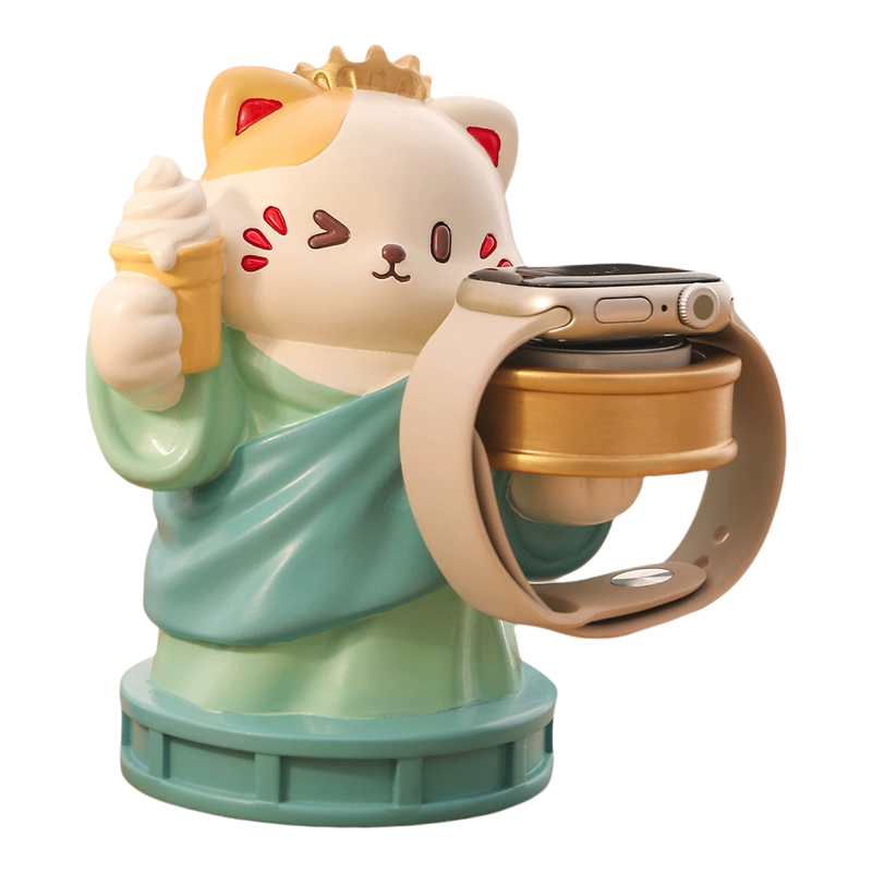 可爱猫咪手表充电支架桌面摆件