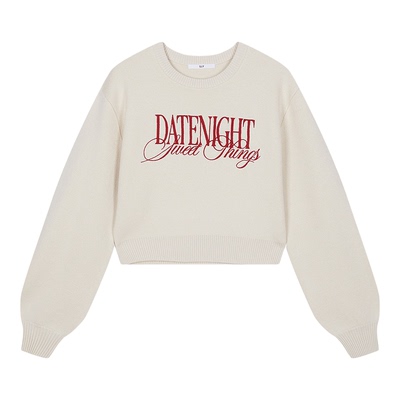 SLY2026早春新品甜酷风刺绣字母短款圆领毛针织衫女030IAR70-3951