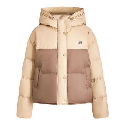 女装梭织宽松连帽落肩开襟中短羽绒服