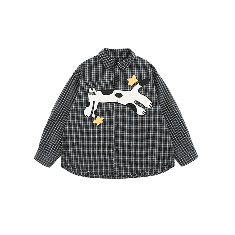 oddtails男童经典黑白格衬衫