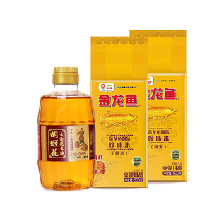 胡姬花古法小榨花生油400ml+清香稻米500g*2组合粮油食用油