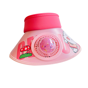 儿童防晒帽带风扇帽子夏季新款凉帽户外男女童遮阳帽库洛米太阳帽