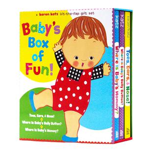 预售进口英文原版正版 Karen Katz卡伦卡茨 Where Is Baby's Belly Button宝宝肚脐眼儿在哪里英语 经典翻翻书3册盒装低幼入门启蒙