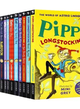 长袜子皮皮英文版11册套装 Pippi Longstocking and friends 英文原版 国际安徒生奖林格伦作品 进口英文版书籍皮皮的长筒袜章节书