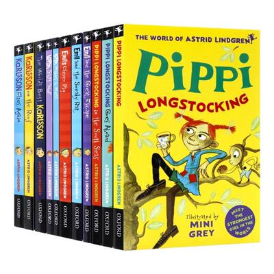 长袜子皮皮英文版11册套装 Pippi Longstocking and friends 英文原版 国际安徒生奖林格伦作品 进口英文版书籍皮皮的长筒袜章节书
