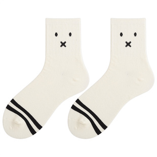 会起球的袜子 你能不能闭嘴 韩版表情中筒袜女