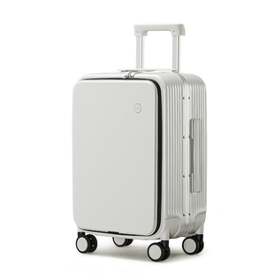 米熙侧开行李箱女20寸多功能登机旅行箱皮箱铝框拉杆密码箱子男24