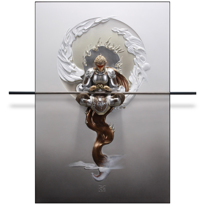 走廊3d立体斗战胜佛时尚风浮雕画