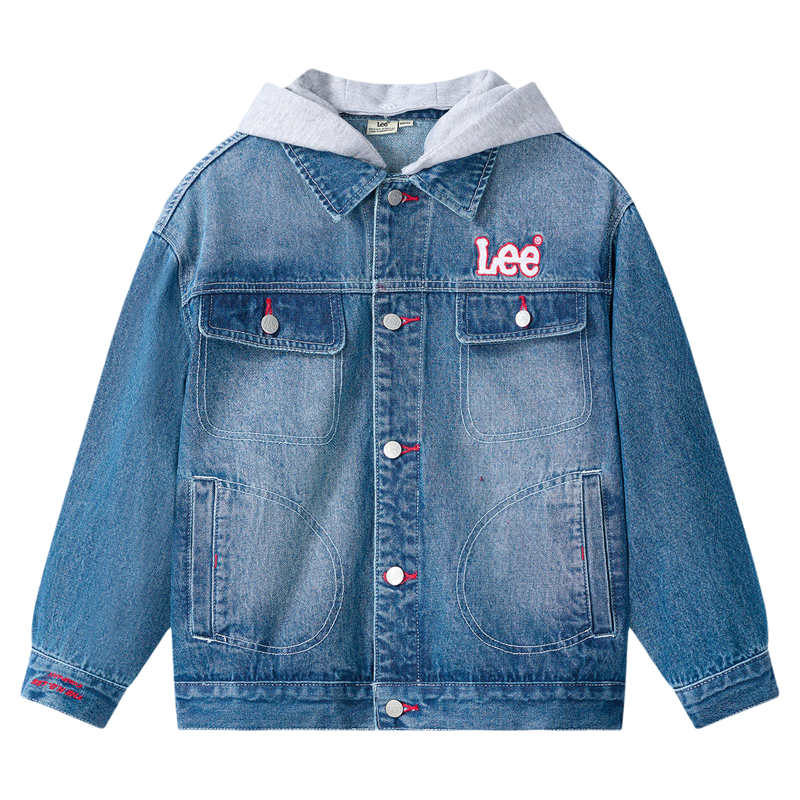 Leekids儿童连帽牛仔外套水洗