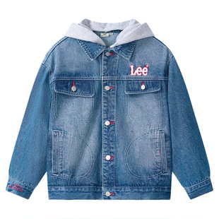 Lee kids儿童连帽牛仔外套男童女童水洗复古户外运动外套休闲百搭