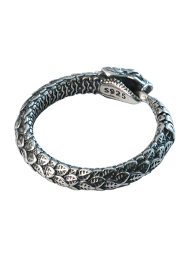 YUKI男女暗黑衔尾蛇银戒指