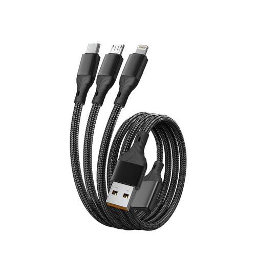 通用三合一手机快充数据线数据线车载一拖三适用苹果15Pro充电线华为mate60/P40超级快充88W兼容oppo100W闪充