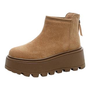 厚底马丁靴女2025新款英伦风秋冬加绒小个子增高欧货爆款松糕短靴