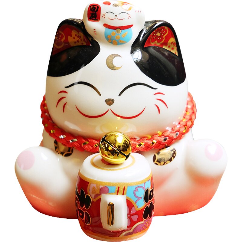 小号陶瓷招财猫新年装饰摆件