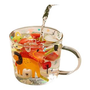 高硼硅玻璃杯带刻度牛奶杯儿童早餐杯子家用水杯大容量果汁杯