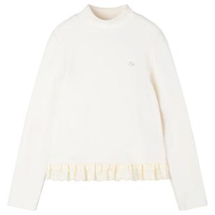 MUCMUKN【暖绒无静电】 贝母标拼接花边打底衫保暖上衣女童冬新款