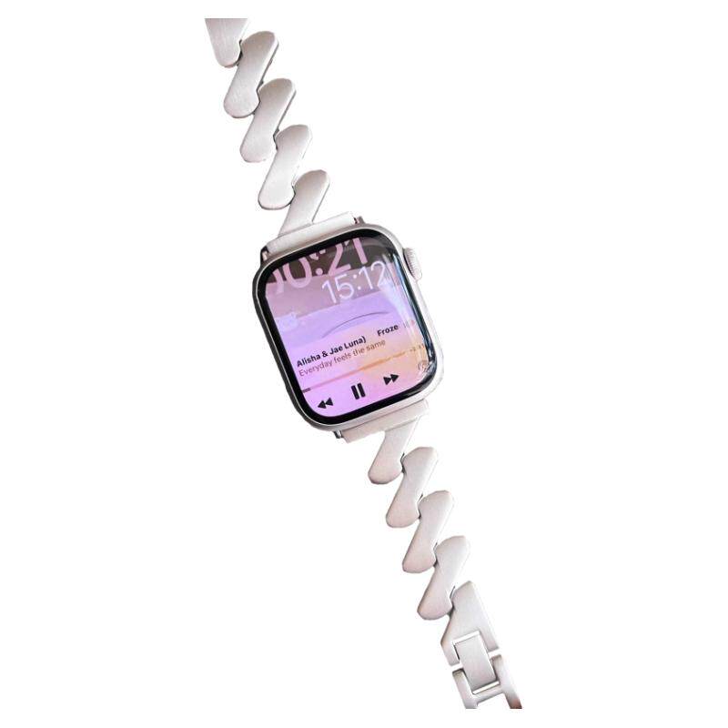 哑光质感磨砂面不锈钢适用于苹果applewatchs978代65SE静静的表带