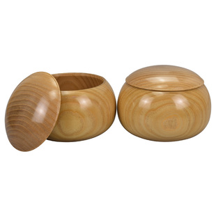 日本碁笥围棋罐实木黄檗木罐围棋棋罐大号围棋盒子空盒子棋罐一对