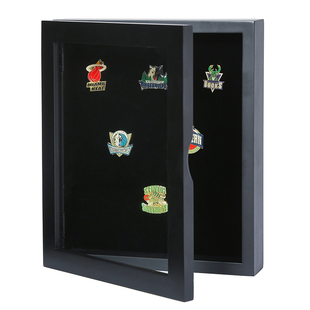 实木徽章收纳盒 泡泡玛特 迪士尼胸针首饰纪念章展示收藏相框摆台