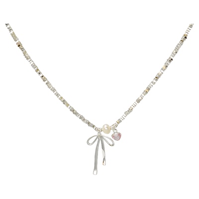 碎银子蝴蝶结项链小众颈链配饰女