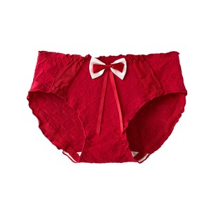 都市丽人本命年红色内裤女士A类纯棉抗菌中腰可爱婚嫁少女生裤头