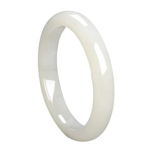 特惠新疆和田玉镯子羊脂白玉手镯白月光金丝玉镯老婆仙女玉镯礼物