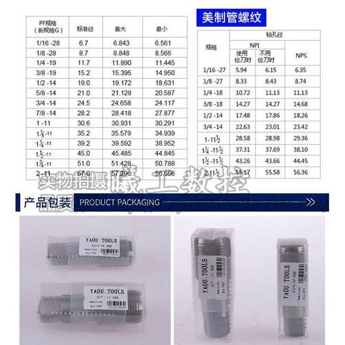 管螺纹机用丝攻丝锥G2寸G2 1/4G2 1/2G2 3/4G3寸G4寸锥度管水管