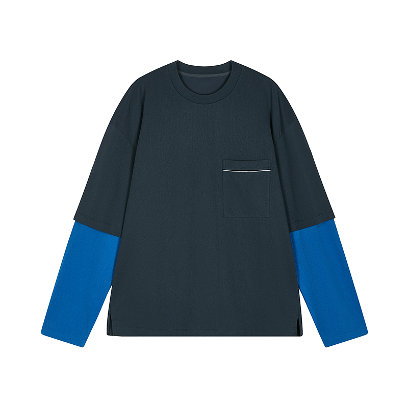 [商场同款]速写男装2025秋季新品长袖T恤撞色拼接假两件9P7113970