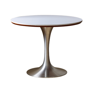 【小万家具】北欧复古家用实木岩板餐桌小户型设计郁金香轻奢圆桌